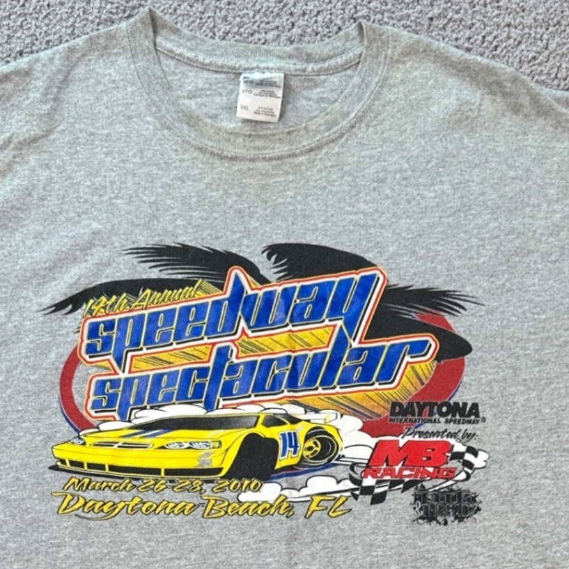 Daytona Beach Nascar Racing T Shirt Mens 3xl Grey Gildan Racing Florida 2010